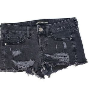 Express Black cheeky cut off shorts